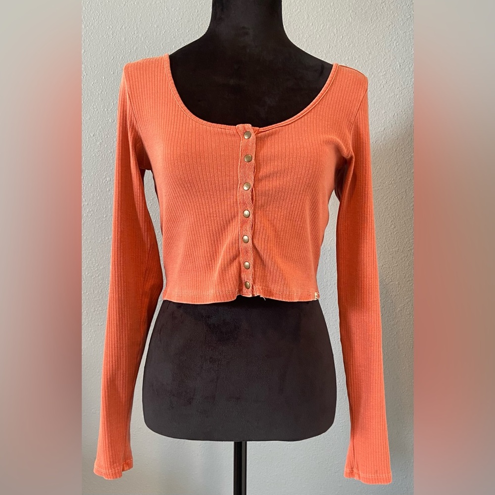 BILLA BONG ~ Sunset Orange ~ Snap Button ~ Top ~ Sz Med ✨💫✨